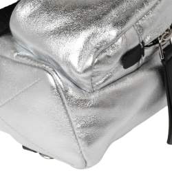 Pre Owned Moncler Silver Leather Mini Dauphine Backpack