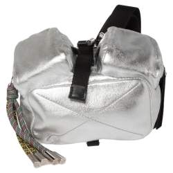 Pre Owned Moncler Silver Leather Mini Dauphine Backpack