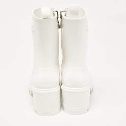 Pre Owned Moncler White Rubber Zip Rain Boots Size 37