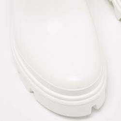 Pre Owned Moncler White Rubber Zip Rain Boots Size 37
