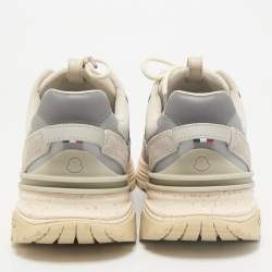 Moncler Grey Leather and Suede Lite Runner Sneakers Size 44