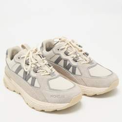 Moncler Grey Leather and Suede Lite Runner Sneakers Size 44