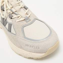 Moncler Grey Leather and Suede Lite Runner Sneakers Size 44