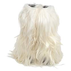 Pre Owned Moncler White Pony Hair Knee Length Snow Boots Size 39