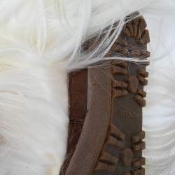 Pre Owned Moncler White Pony Hair Knee Length Snow Boots Size 39