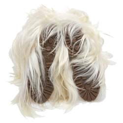 Pre Owned Moncler White Pony Hair Knee Length Snow Boots Size 39