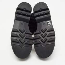 Pre Owned Moncler Black Knit Fabric and Rubber Ginette Rain Boots Size 38