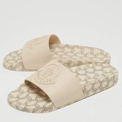 Moncler Beige Rubber Jeanne Flat Slides Size 38