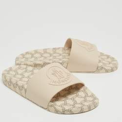 Moncler Beige Rubber Jeanne Flat Slides Size 38
