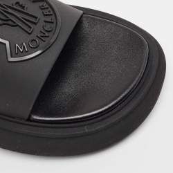 Moncler Black Rubber Slyder Flat Slides Size 39