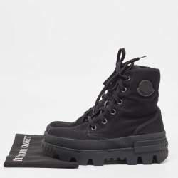 Moncler Black Canvas Pyla Ankle Boots Size 37