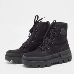 Moncler Black Canvas Pyla Ankle Boots Size 37