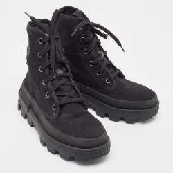 Moncler Black Canvas Pyla Ankle Boots Size 37