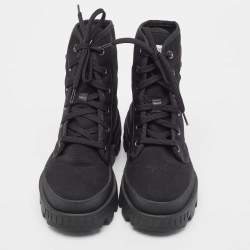 Moncler Black Canvas Pyla Ankle Boots Size 37
