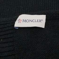 Moncler Black Logo Patch Wool Beanie and Scarf