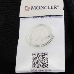 Moncler Black Logo Patch Wool Beanie and Scarf
