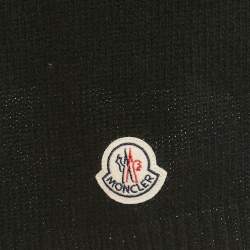 Moncler Black Logo Patch Wool Beanie and Scarf