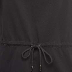 Pre Owned Moncler Black Cotton Knit Waist Tie Up Top S