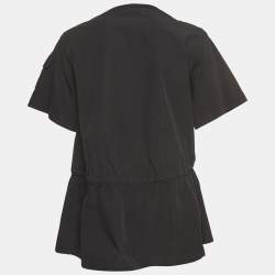 Pre Owned Moncler Black Cotton Knit Waist Tie Up Top S