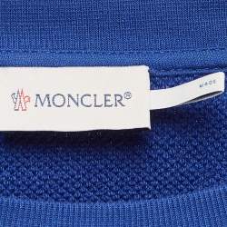 Moncler Blue Logo Applique Cotton Puff Sleeve Sweatshirt M