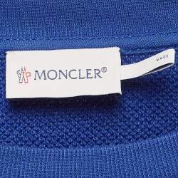 Moncler Blue Logo Applique Cotton Puff Sleeve Sweatshirt M