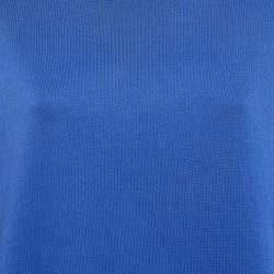 Moncler Blue Logo Applique Cotton Puff Sleeve Sweatshirt M