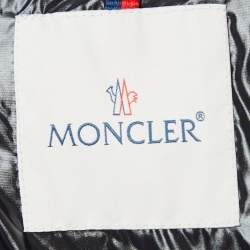 Moncler Silver Synthetic Detachable Hood Quilted Down Jacket M