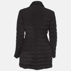 Pre Owned Moncler Black Synthetic Zip-Up Quilted Downs Jacket S
