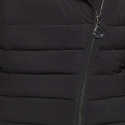 Pre Owned Moncler Black Synthetic Zip-Up Quilted Downs Jacket S