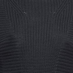 Pre Owned Moncler Black Rib Knit Turtle Neck Mini Sweat Dress S