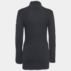 Pre Owned Moncler Black Rib Knit Turtle Neck Mini Sweat Dress S