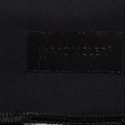 Pre Owned Moncler Black Logo Intarsia Waist Jersey Active Leggings L