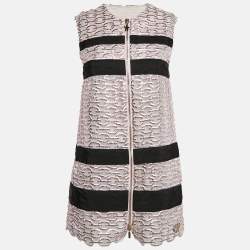 Pre Owned Moncler Metallic Pink Lace Lucy Gilet Mini Dress XS