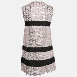 Pre Owned Moncler Metallic Pink Lace Lucy Gilet Mini Dress XS