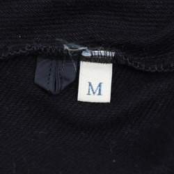 Pre Owned Moncler Navy Blue Cotton Knit Zipped Hooded Sweatshirt M
