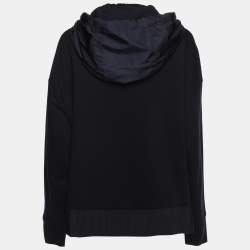 Pre Owned Moncler Navy Blue Cotton Knit Zipped Hooded Sweatshirt M