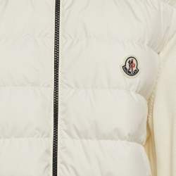 Moncler Cream Synthetic and Knit Downs Tricot Cardigan XL