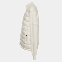 Moncler Cream Synthetic and Knit Downs Tricot Cardigan XL