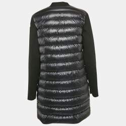 Moncler Black Synthetic and Knit Button Front Down Cardigan S