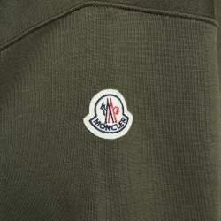 Moncler Green Logo Print Cotton Knit Sweatshirt L