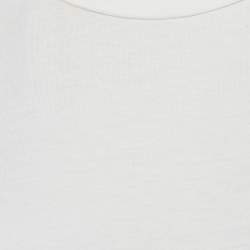 Pre Owned Moncler White Cotton Flared Sleeve Logo Lace Detail T-Shirt L