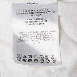 Pre Owned Moncler White Cotton Flared Sleeve Logo Lace Detail T-Shirt L