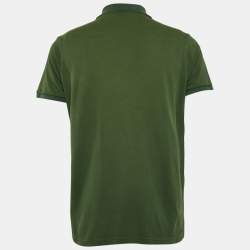 Moncler Green Cotton Pique Logo Applique Detail Polo T-Shirt XL