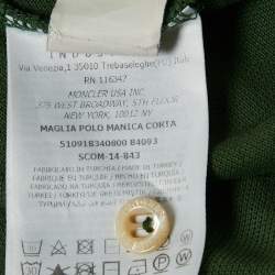 Moncler Green Cotton Pique Logo Applique Detail Polo T-Shirt XL