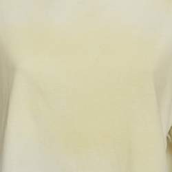 Pre Owned Moncler Yellow Tie-Dye Jersey Logo Applique Crop T-Shirt L