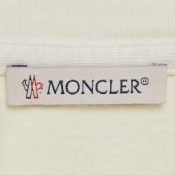 Pre Owned Moncler Yellow Tie-Dye Jersey Logo Applique Crop T-Shirt L