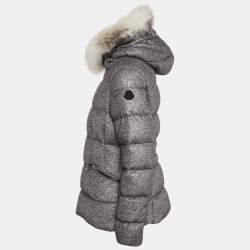 Moncler Silver Wool Blend Detachable Fur Cardamine Giubbotto Down Jacket M