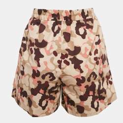 Moncler Beige Camouflage Print Cotton Shorts S