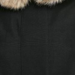 Pre Owned Moncler Grenoble Black Synthetic and Fur Detachable Hood Down Jacket XS