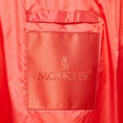 Moncler Red Rib Knit and Nylon Jadeite Down Jacket S